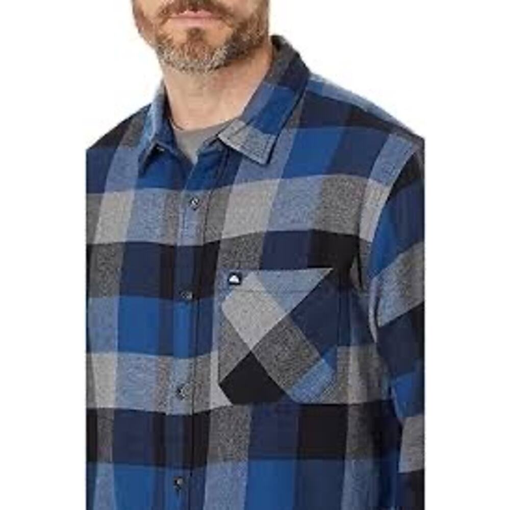 Quicksilver Motherfly Long Sleeve Flannel Blue Shirt Long Slv XXL